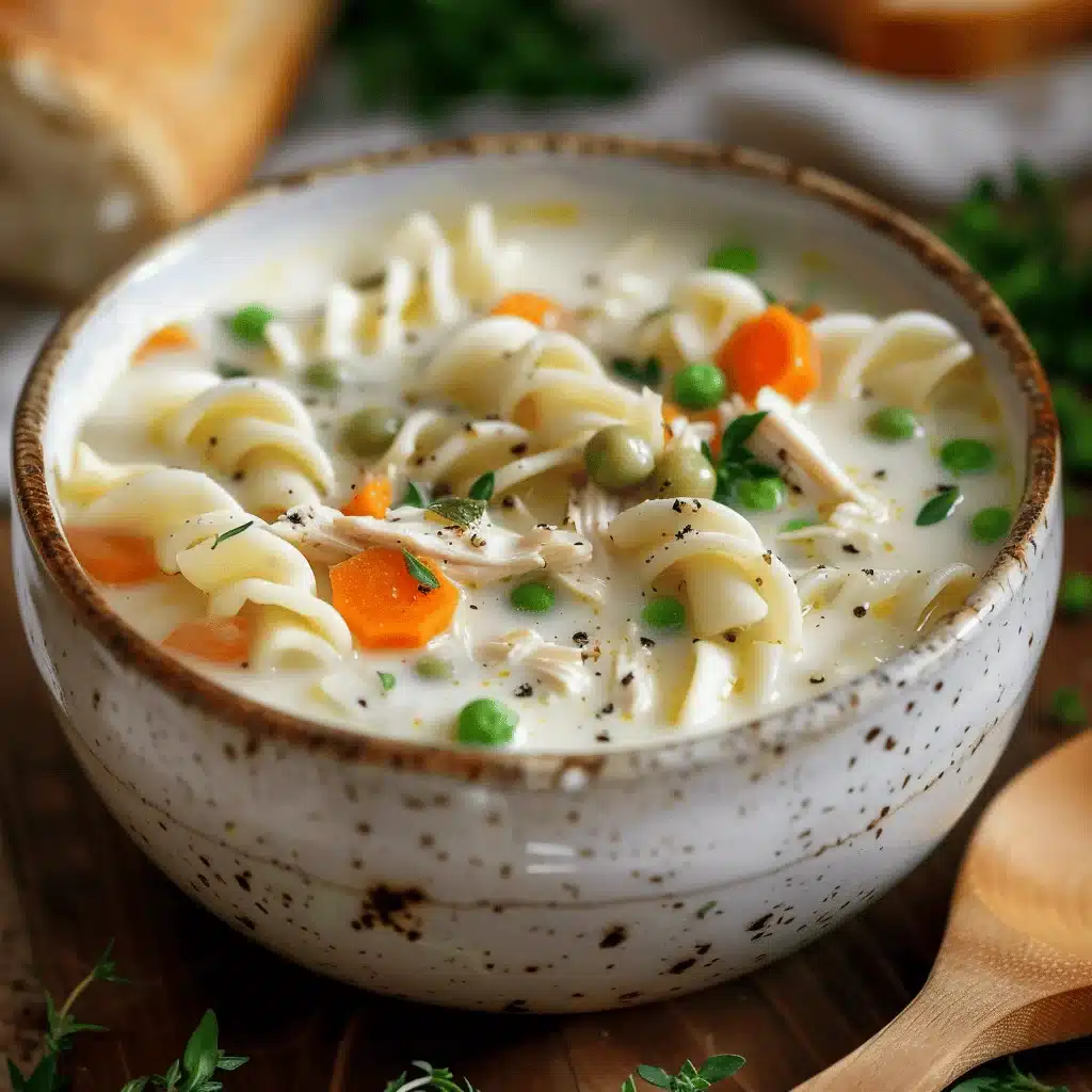 creamy chicken noodle soup - featured image