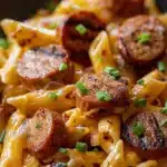 One Pan Cheesy Smoked Sausage & Pasta - featured image