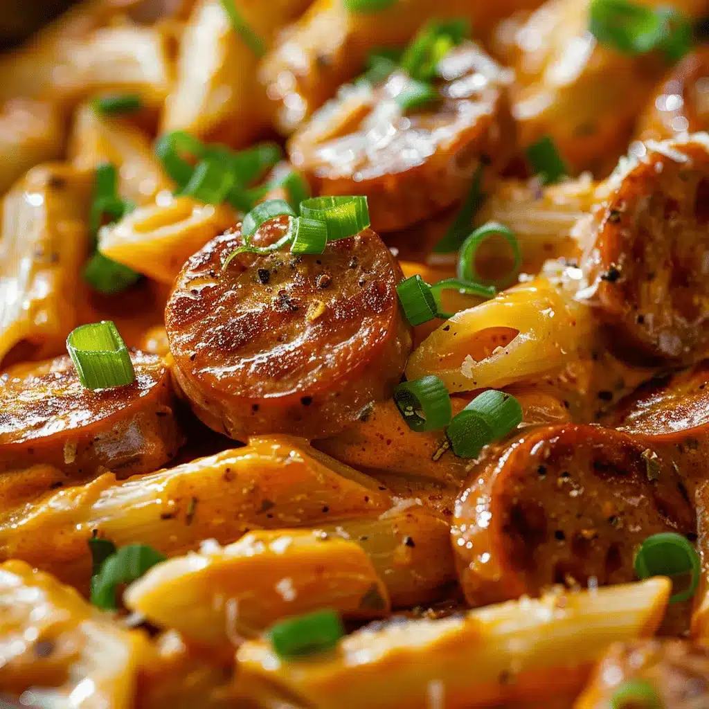 One Pan Cheesy Smoked Sausage & Pasta preparation steps
