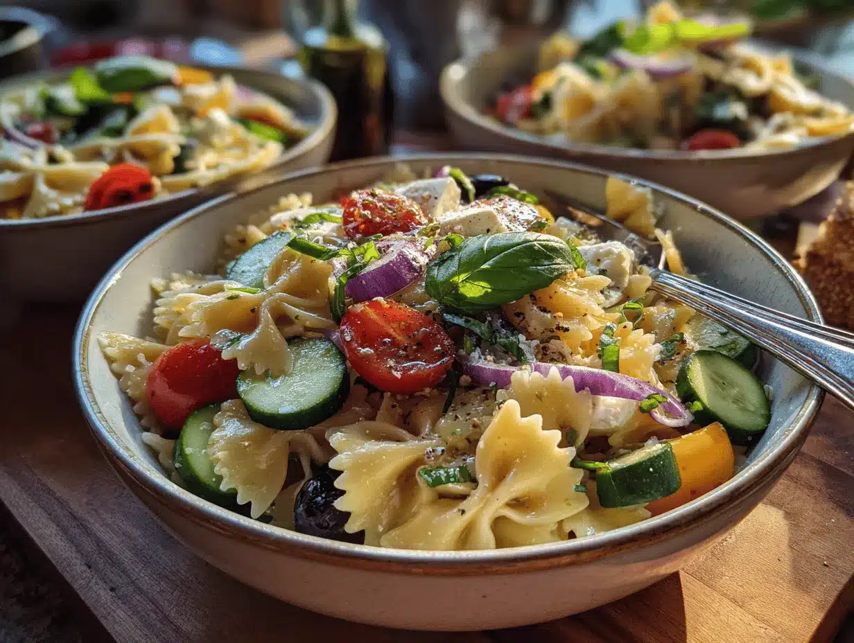 bow tie Italian pasta salad preparation steps