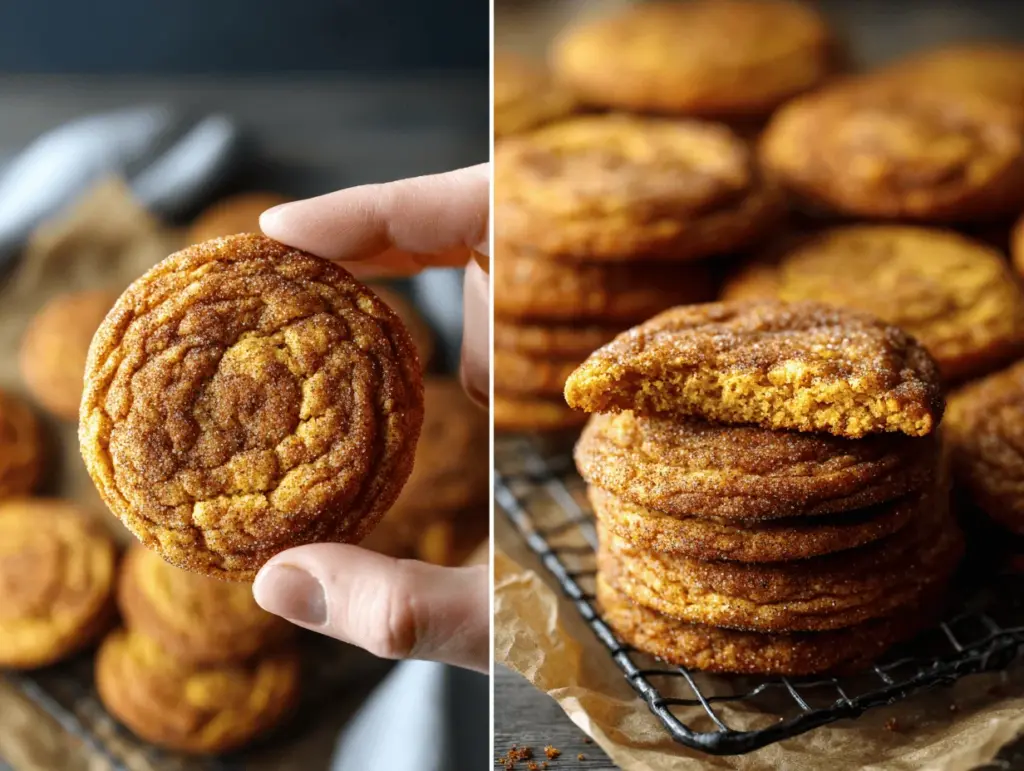 brown butter pumpkin snickerdoodle cookies - featured image