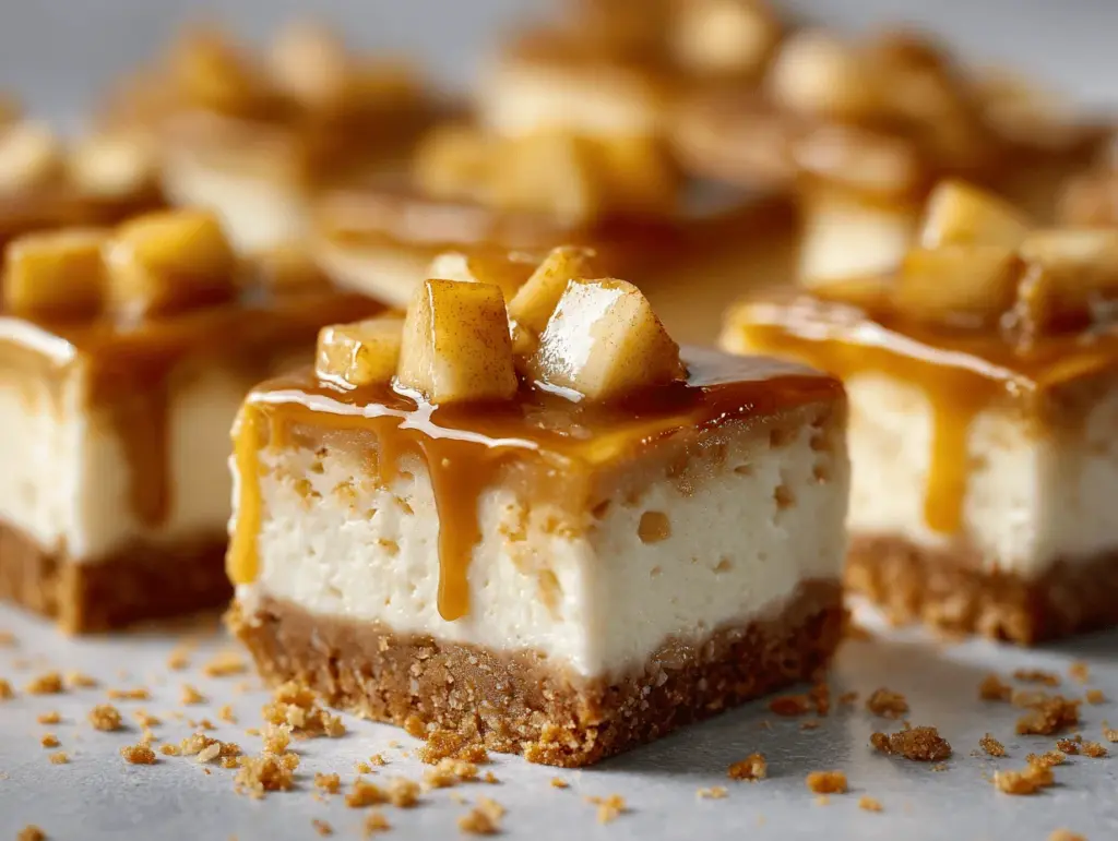 caramel apple cheesecake bars - featured image