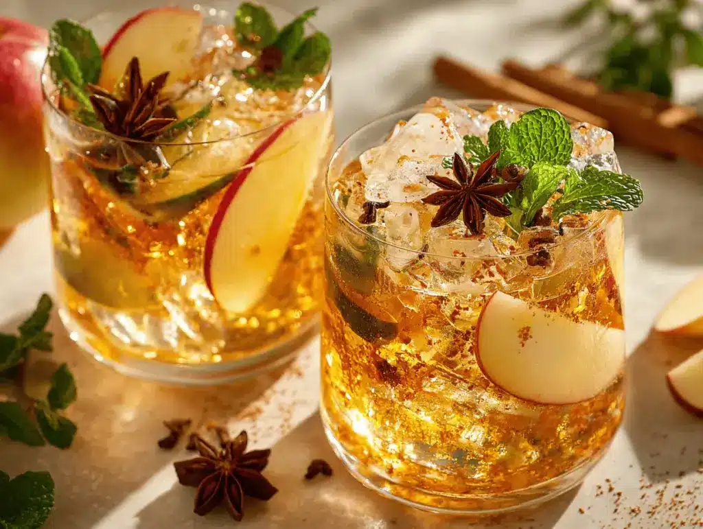 caramel apple pie punch mocktail - featured image