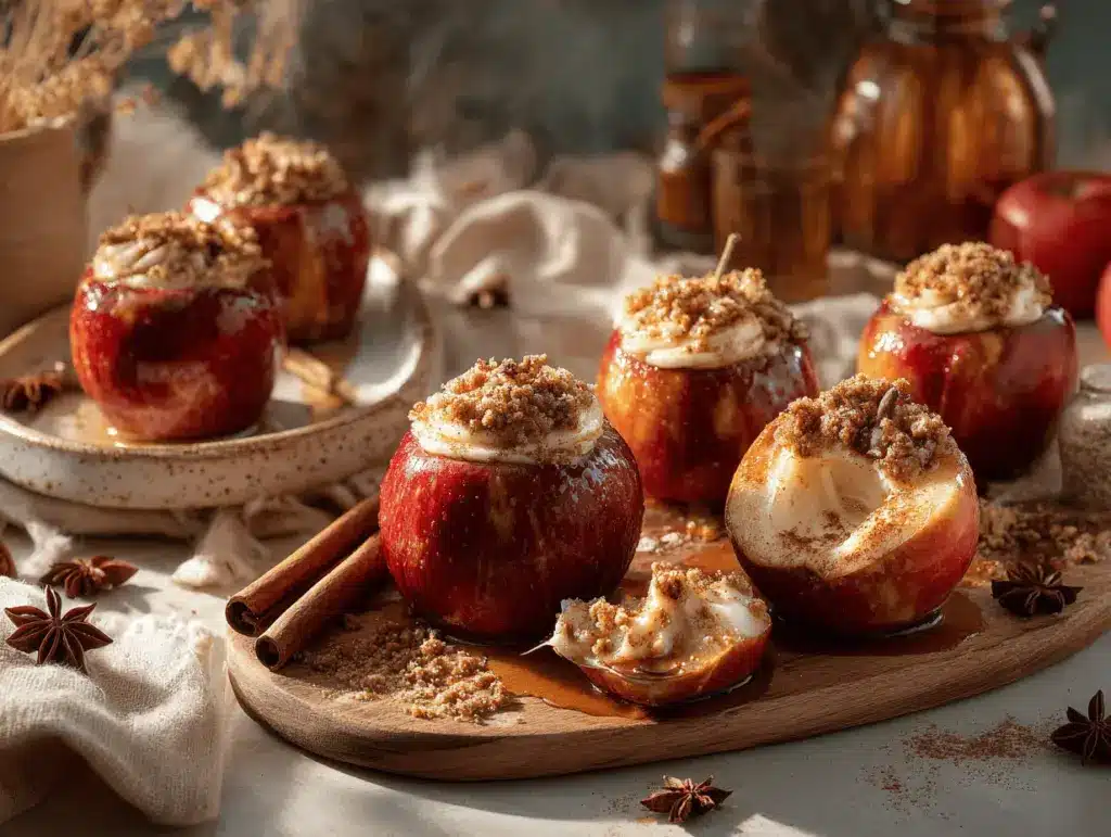 cheesecake stuffed baked apples - featured image