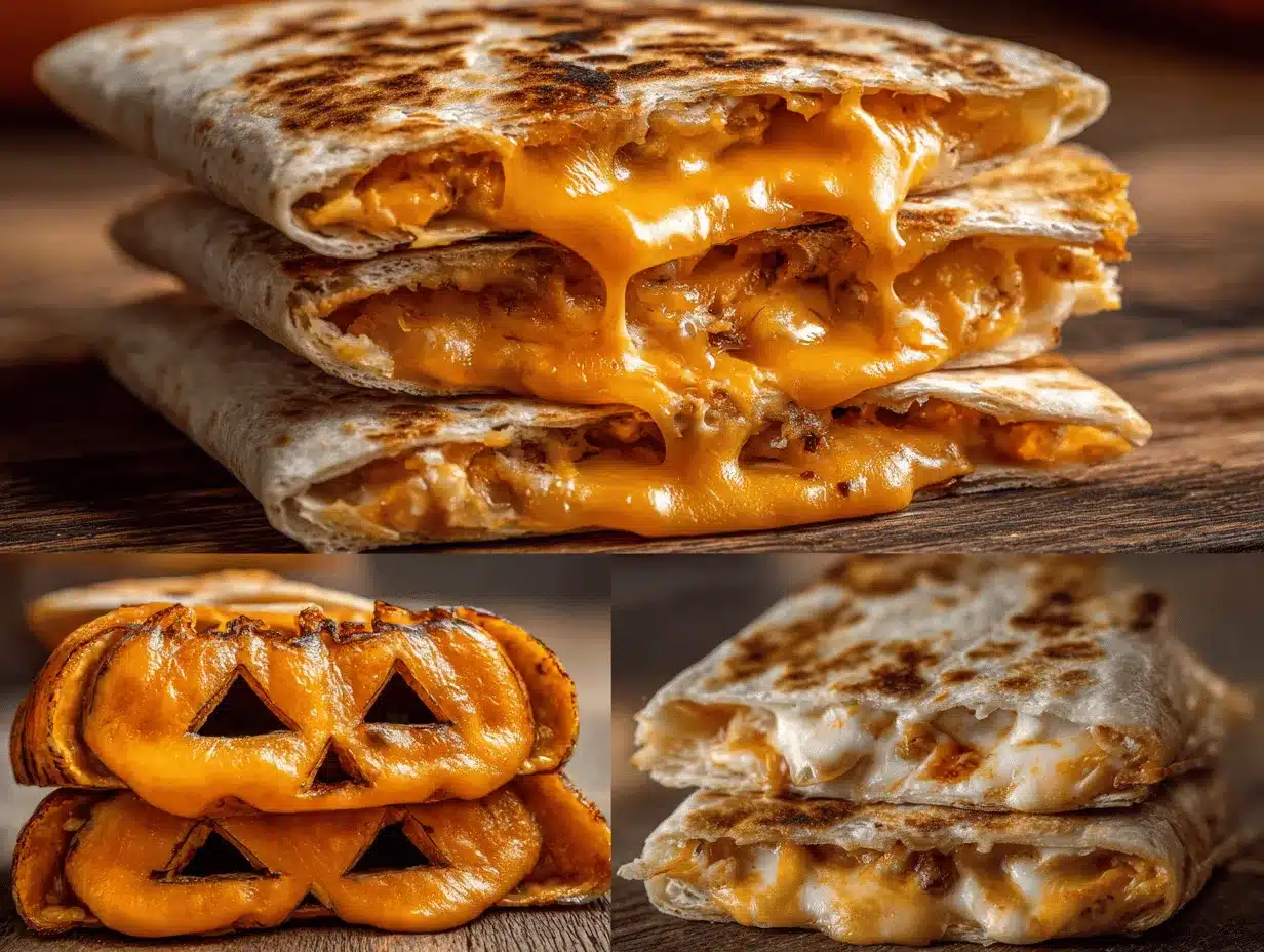 Cheesy Jack o Lantern Quesadillas preparation steps