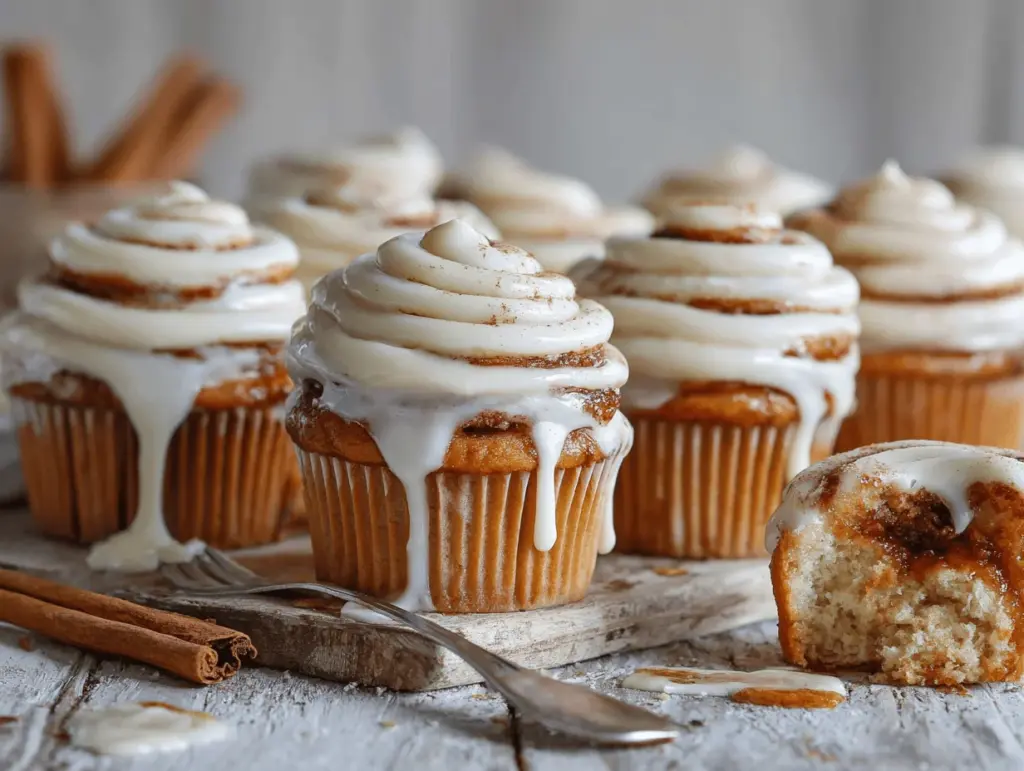 cinnamon roll cupcakes - featured image