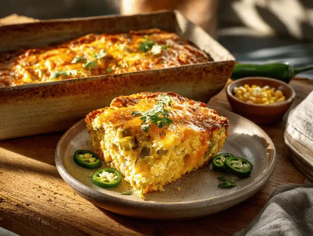 cornbread casserole with Hatch chiles - featured image