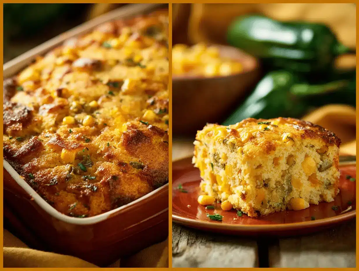 cornbread casserole with Hatch chiles preparation steps