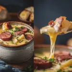 creamy cheesy potato kielbasa soup - featured image