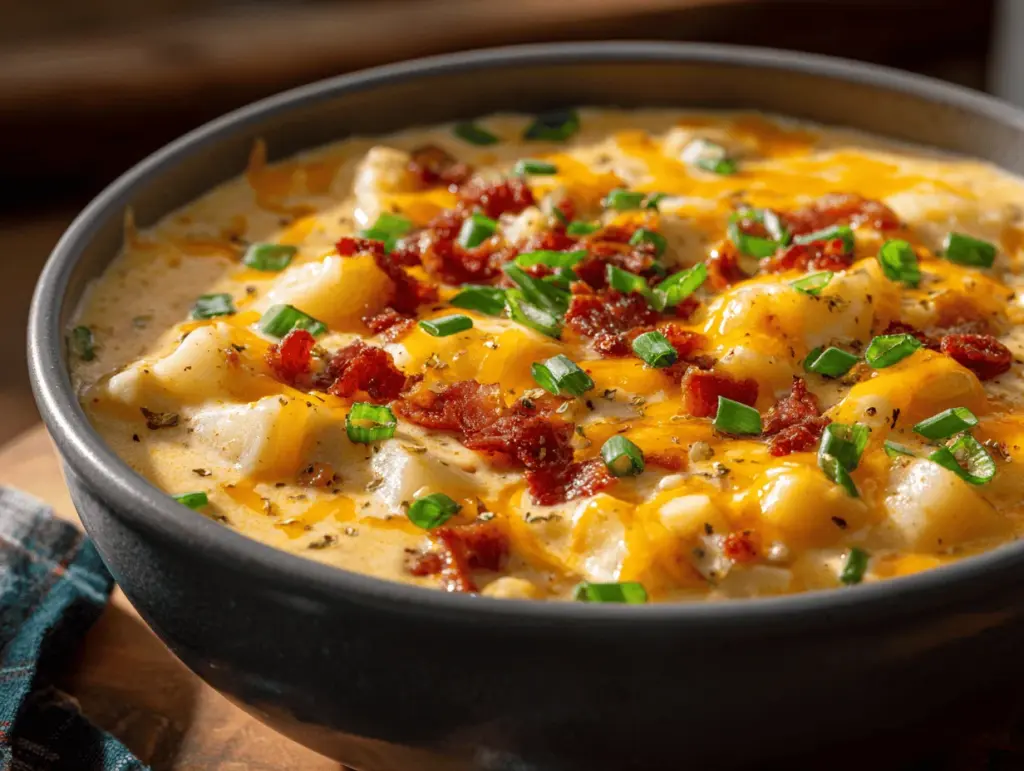 creamy crock pot crack potato soup - featured image