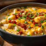 creamy crock pot crack potato soup - featured image