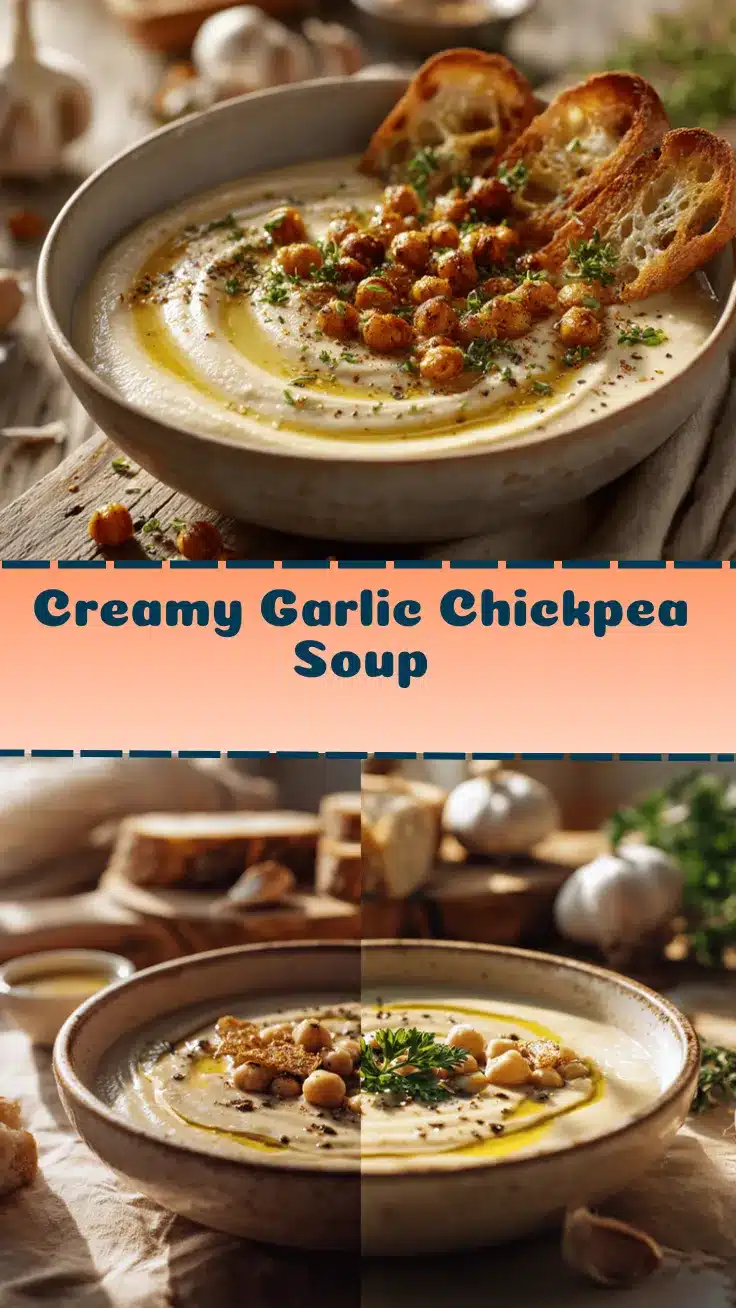 creamy garlic chickpea soup recipe