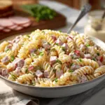creamy ham and cheese pasta salad - featured image