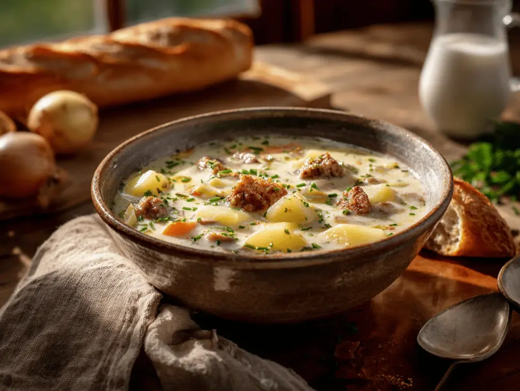 creamy hamburger potato soup - featured image