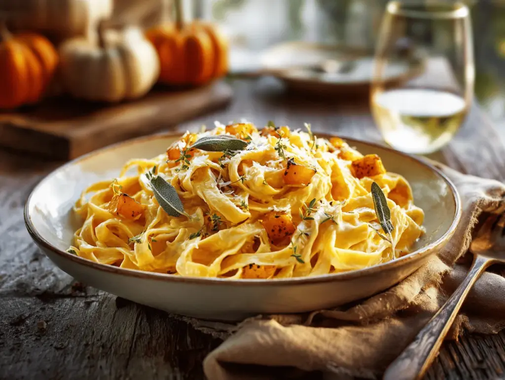 creamy pumpkin pasta - featured image