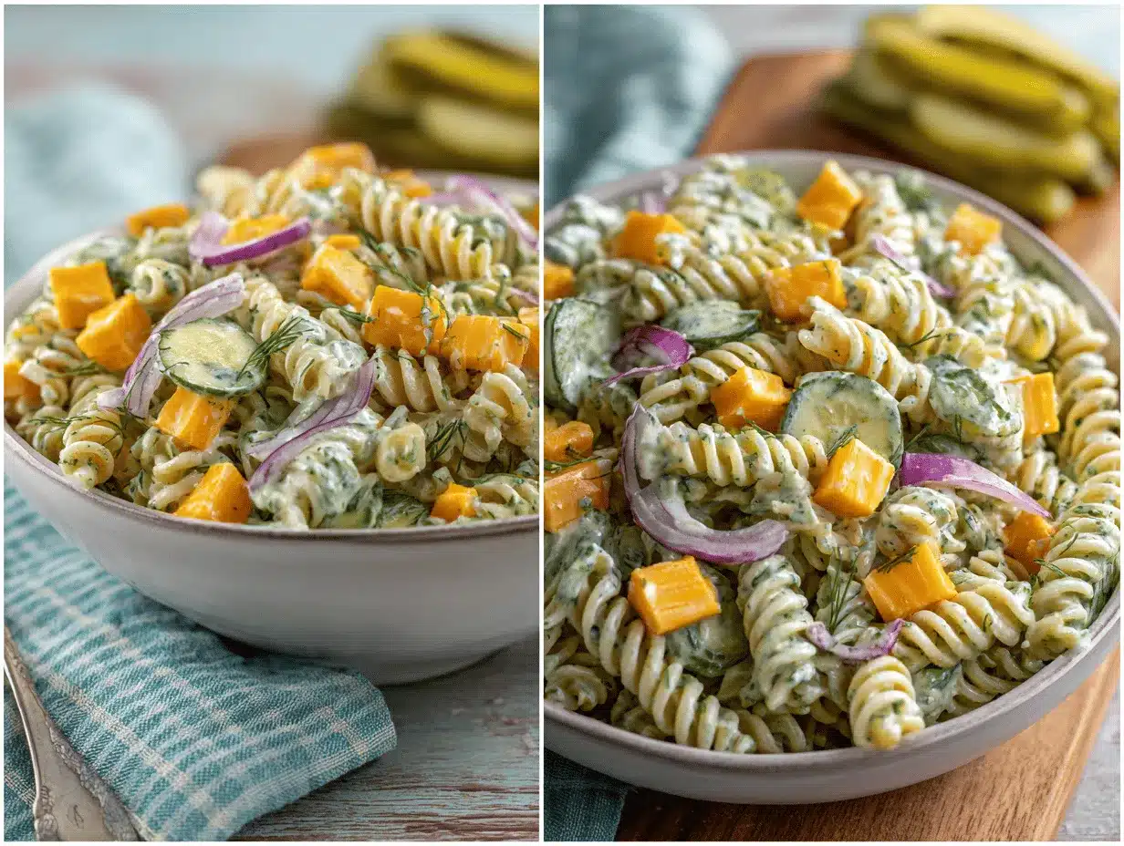 dill pickle pasta salad preparation steps