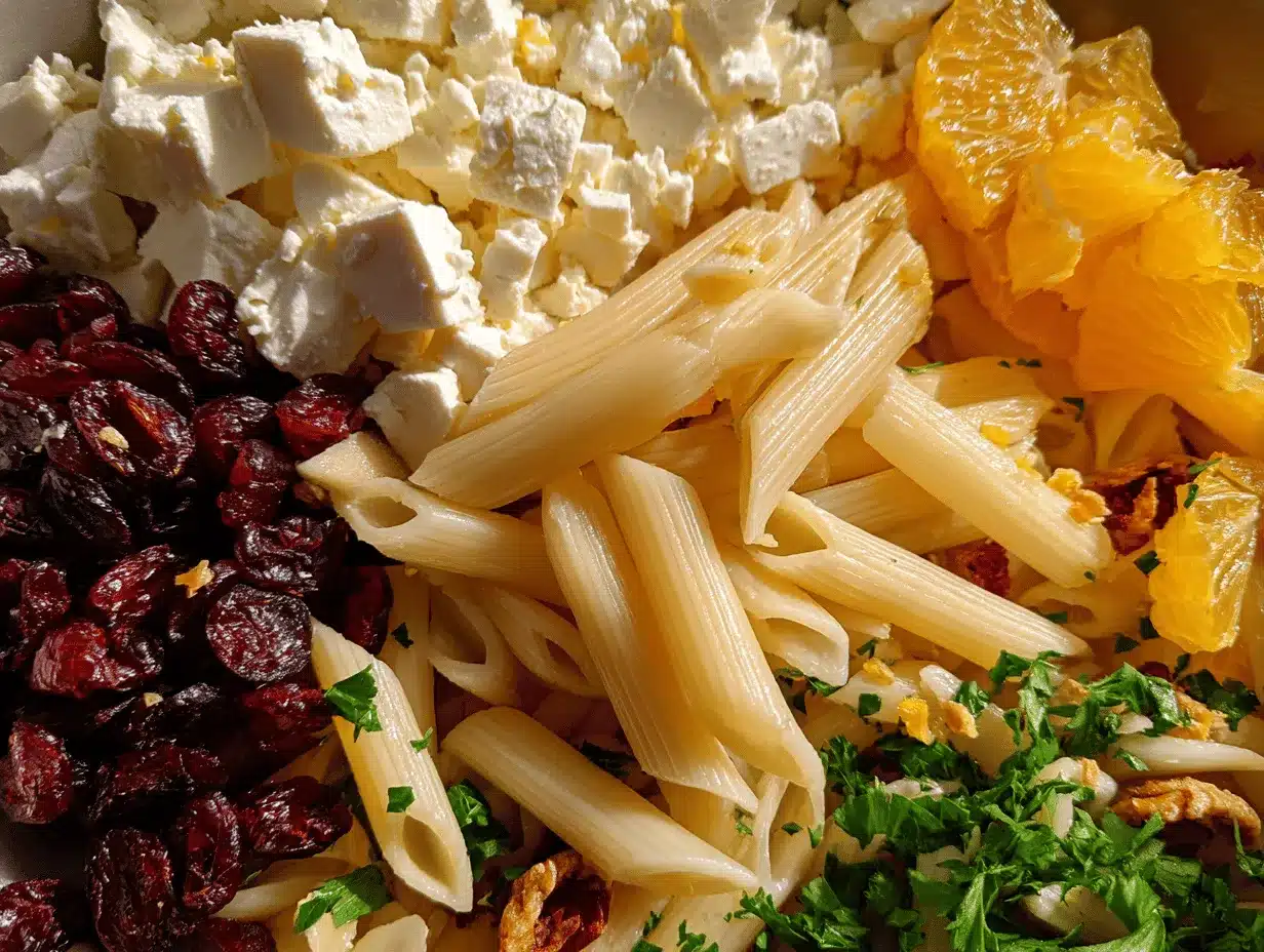 feta cranberry penne salad preparation steps
