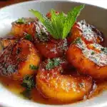 honey roasted peaches in the oven - featured image