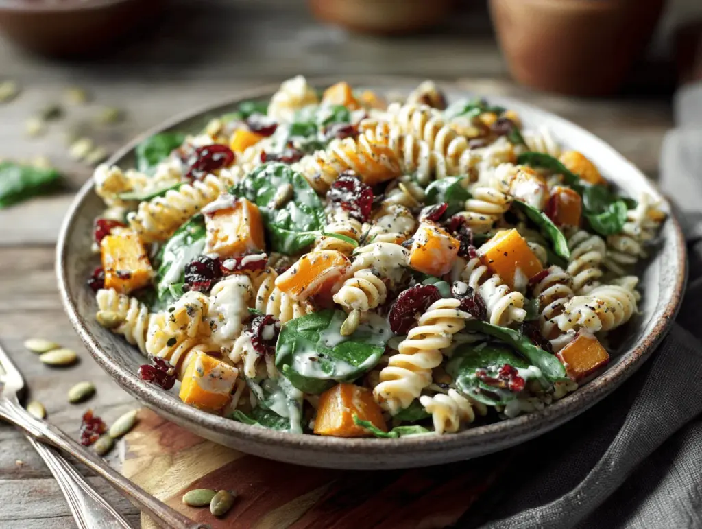 vegan fall pasta salad - featured image